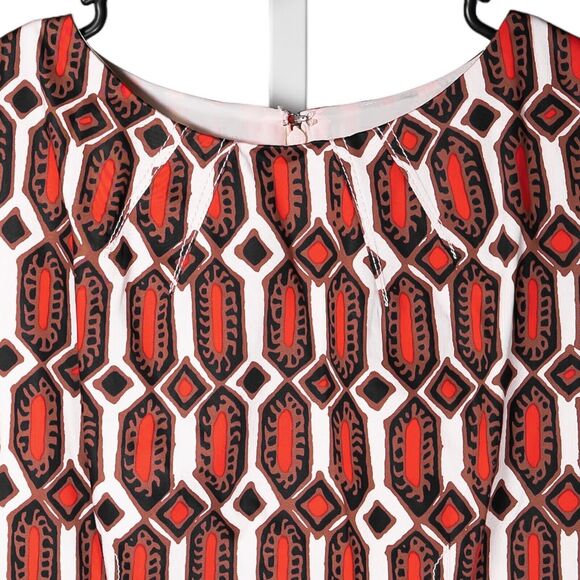 Talbots Women's Dress Geometric Tribal Ethnic Stretch Shift Lined Sleeveless 4P - Picture 4 of 9